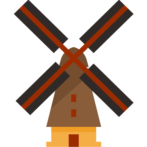 Desenho de um moinho de vento antigo.